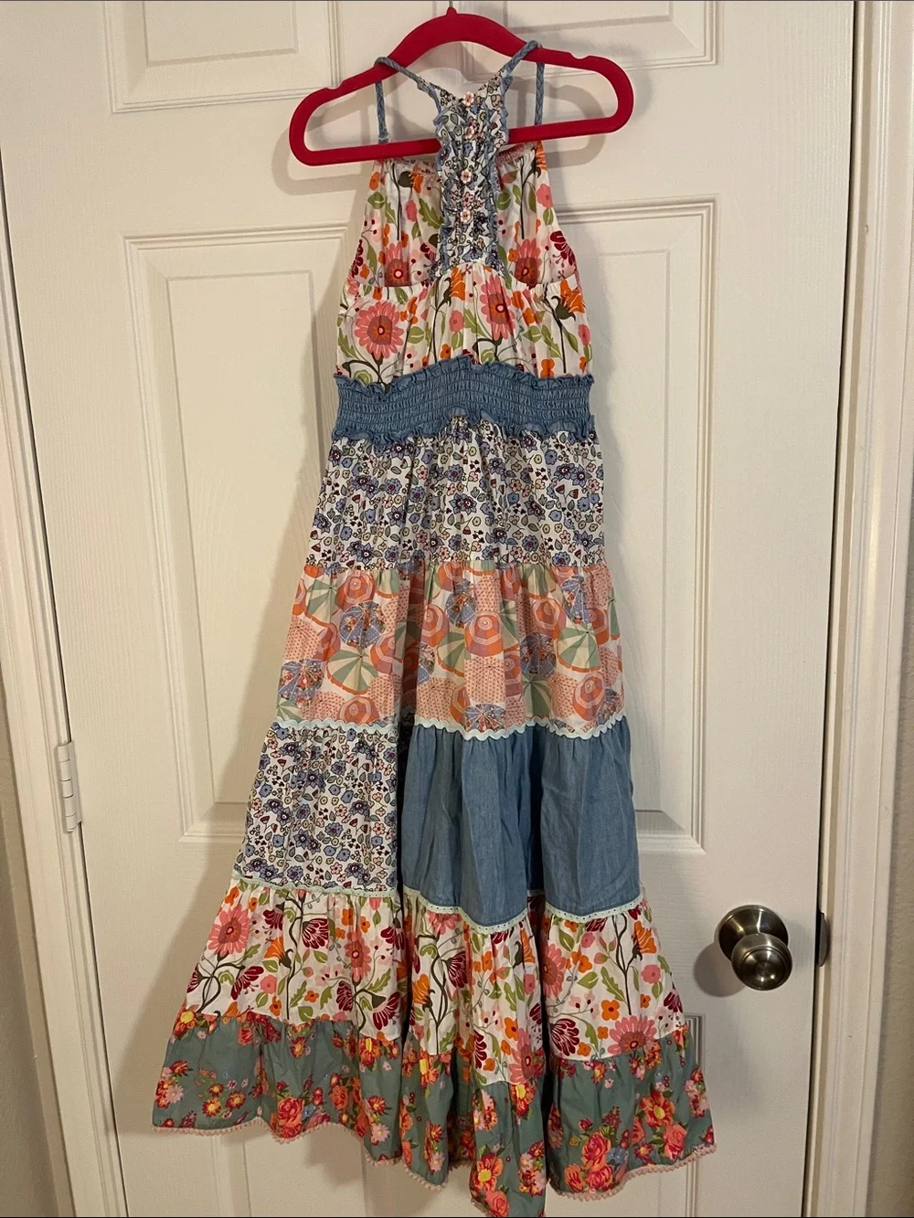 Matilda Jane Mixed Print Girls Maxi Dress 6 - Beach Umbrellas, Florals